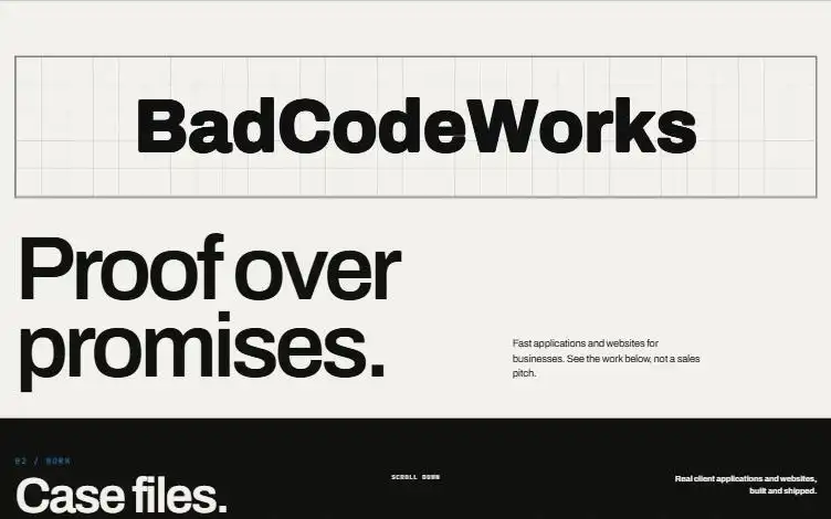 Screenshot of the BadCodeWorks application or website